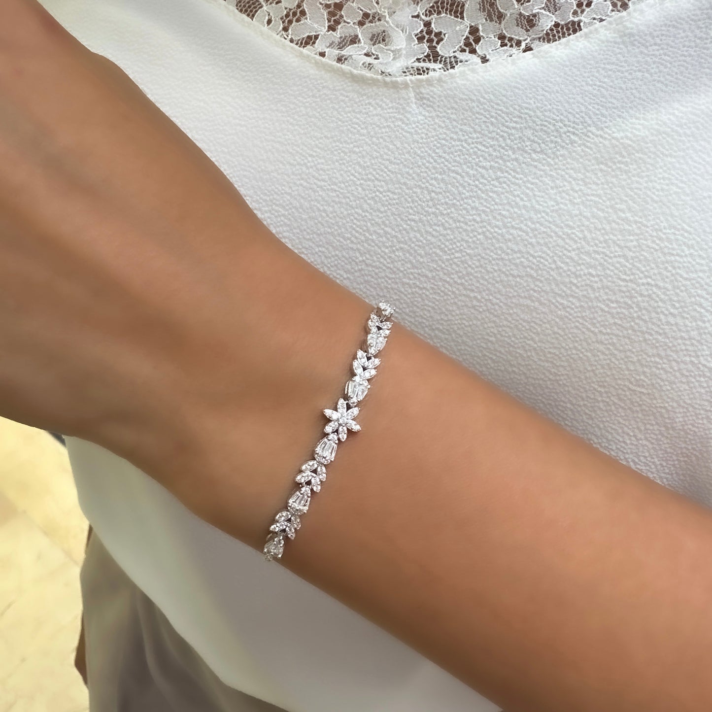Baguette and Flower Embellished Evening Set