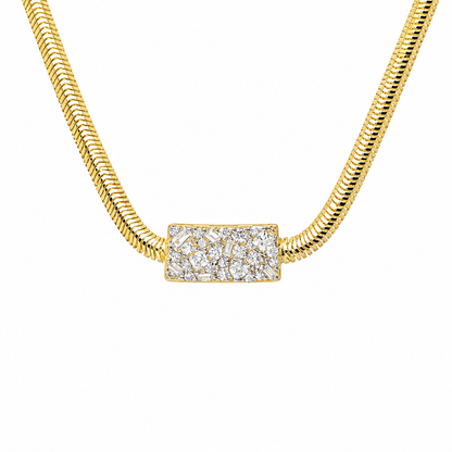 Stone-studded Herringbone Necklace