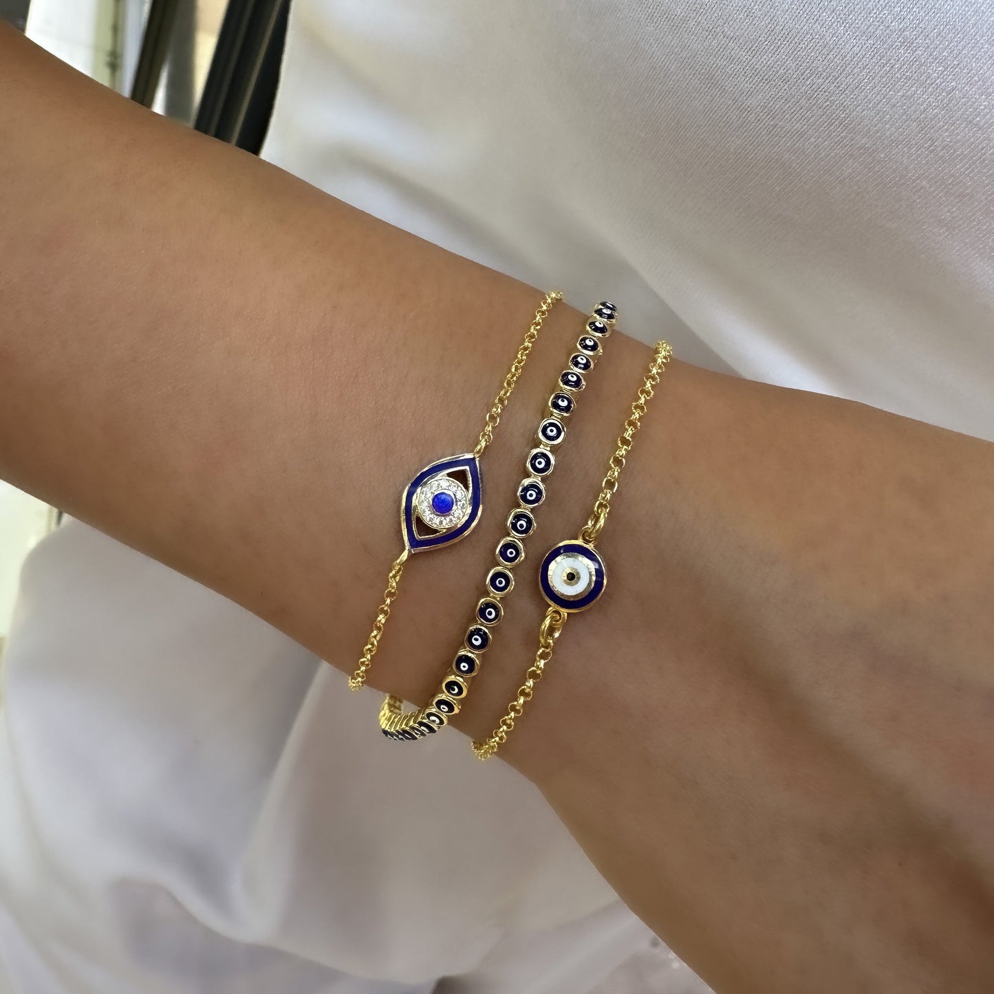 Double Sided Blue and Navy Blue Evil Eye Bracelet