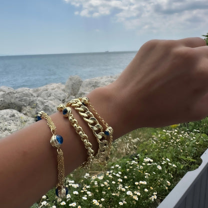 Quadruple Evil Eye Hollow Bracelet