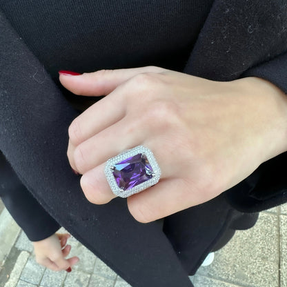 Purple Stone Rectangle Ring