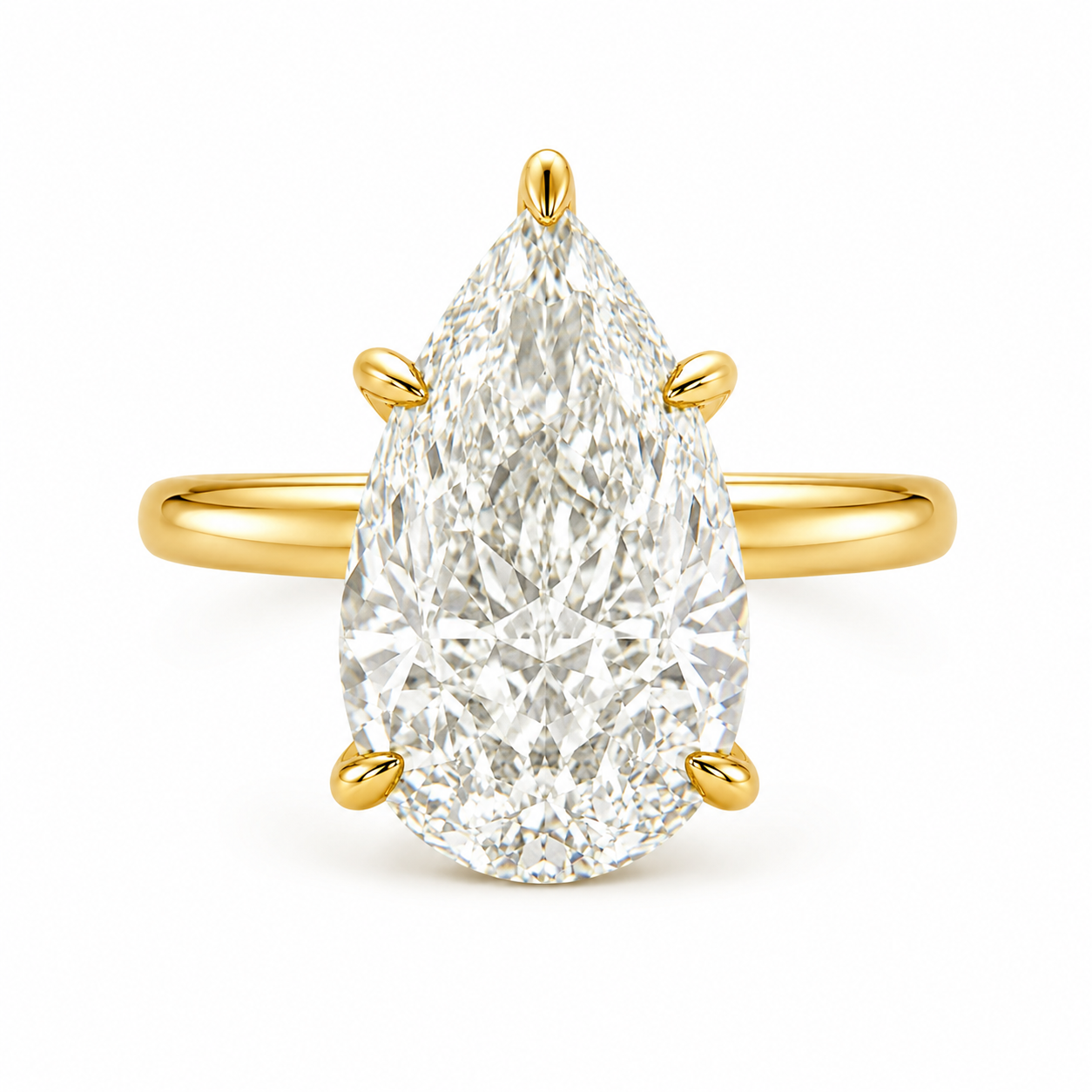 G-Color Pear Ring with Stone Setting