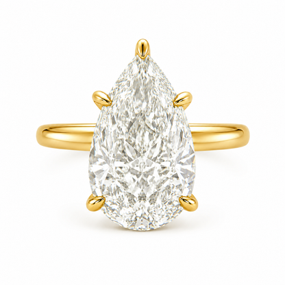 G-Color Pear Ring with Stone Setting