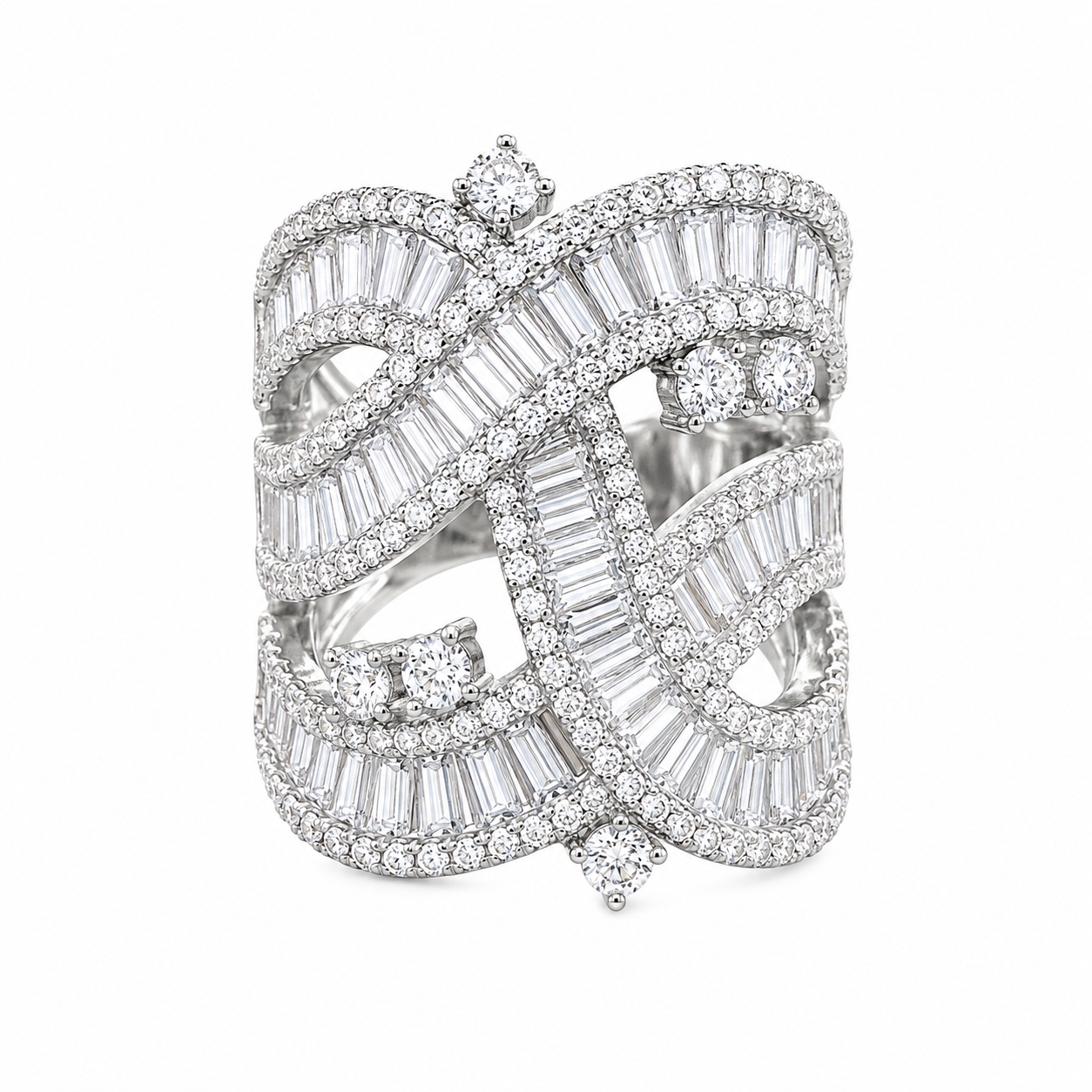 Spiral Baguette Stone Ring