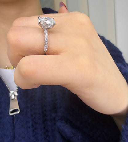 Two Carat Long Oval Moissanite Ring