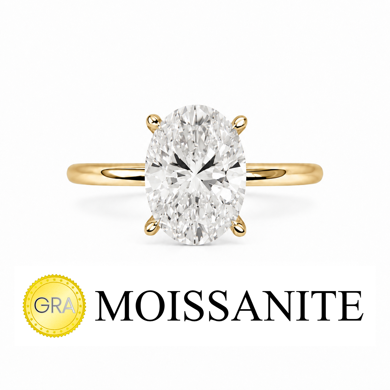 One Carat Moissanite Oval Ring