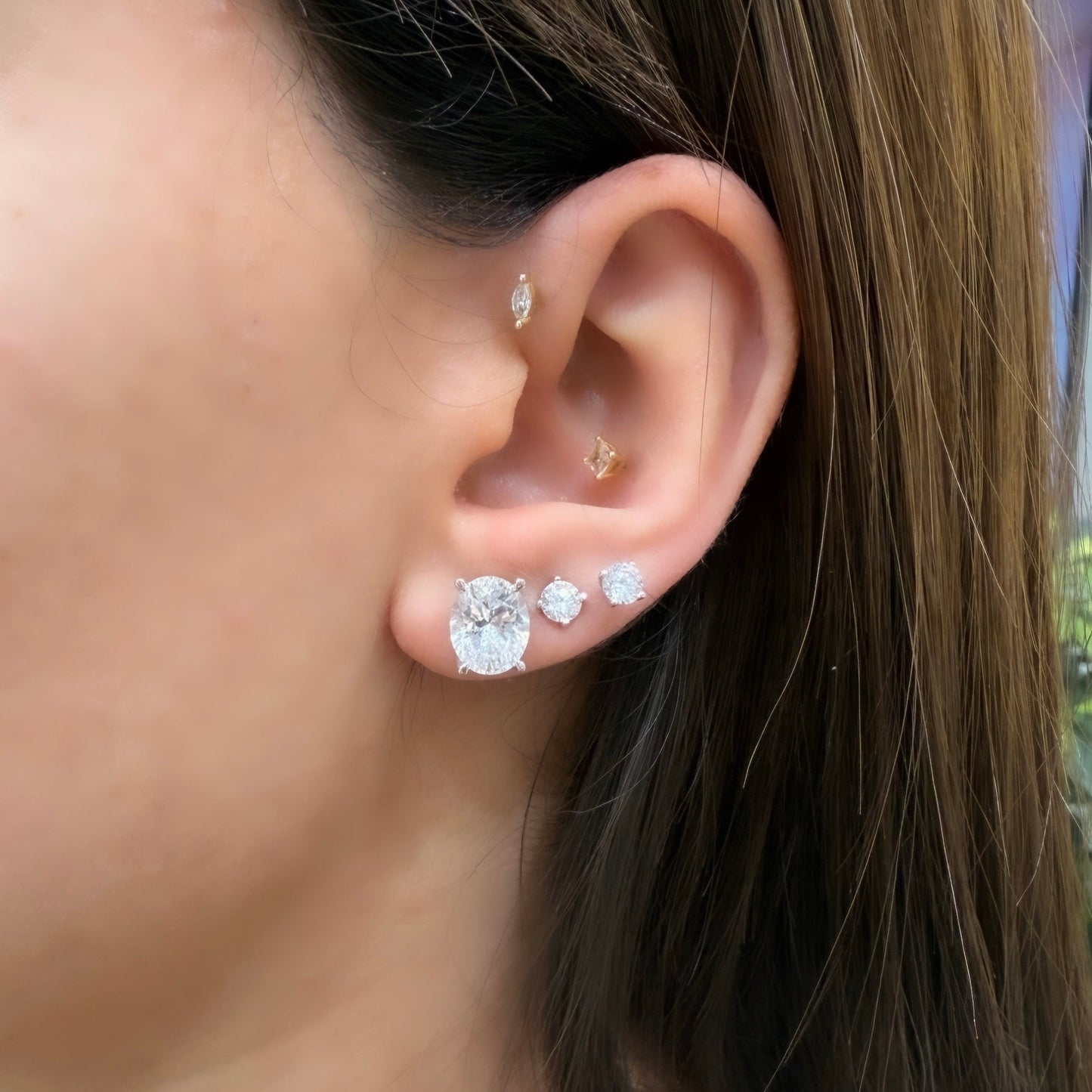 Three Carat Moissanite Oval Earrings