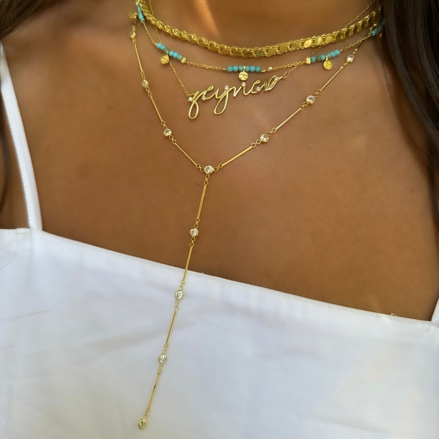 Emily Cris Stick Stone Y Necklace