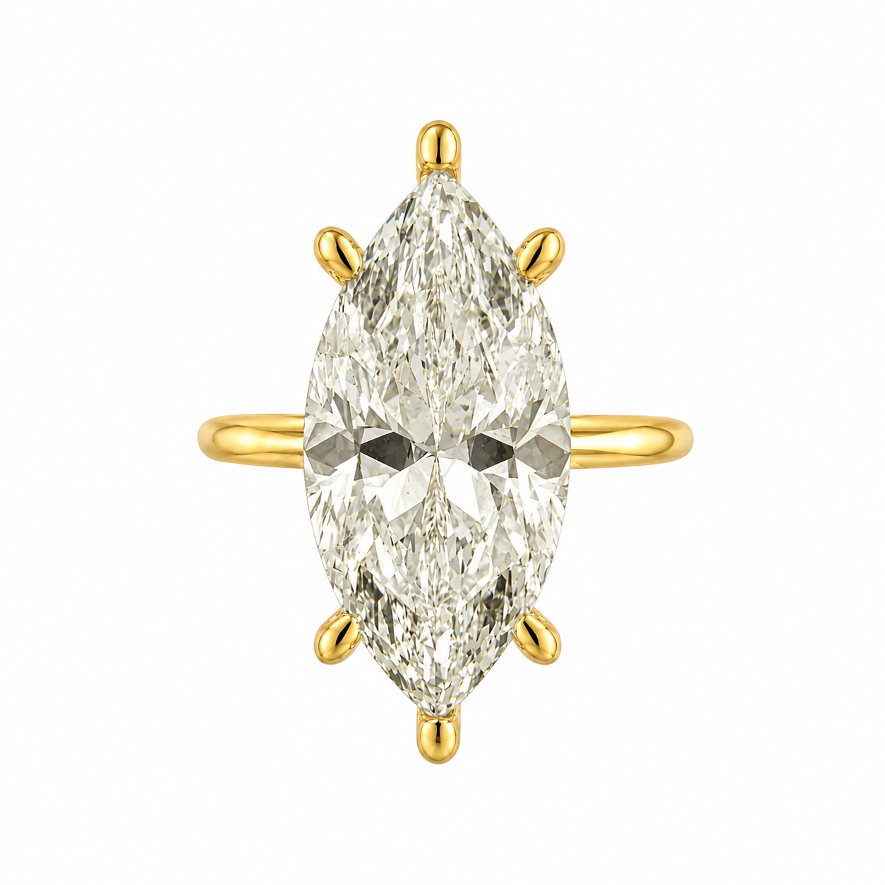 G-Color Stone Setting Long Marquise Solitaire Ring