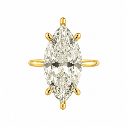 G-Color Stone Setting Long Marquise Solitaire Ring