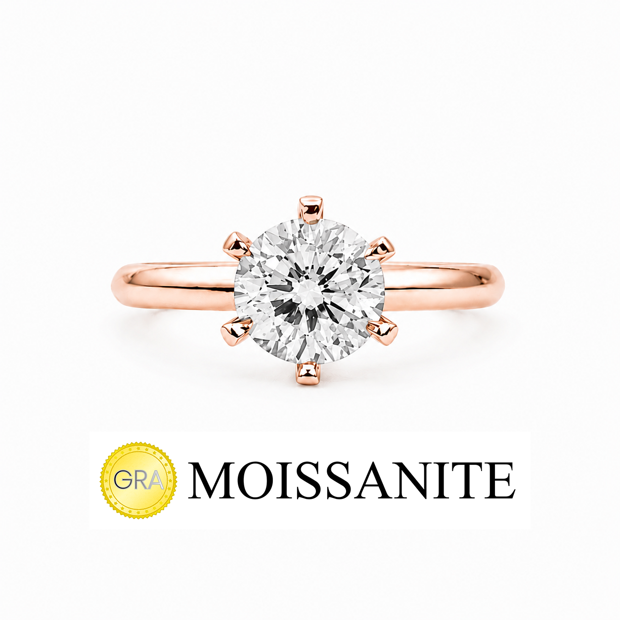 One Carat Six-Prong Moissanite Solitaire Ring
