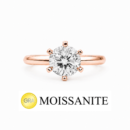 One Carat Six-Prong Moissanite Solitaire Ring