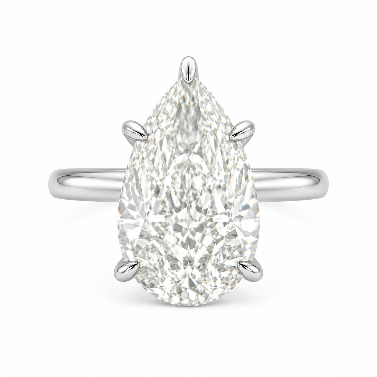 G-Color Pear Ring with Stone Setting