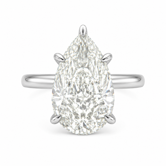 G-Color Pear Ring with Stone Setting