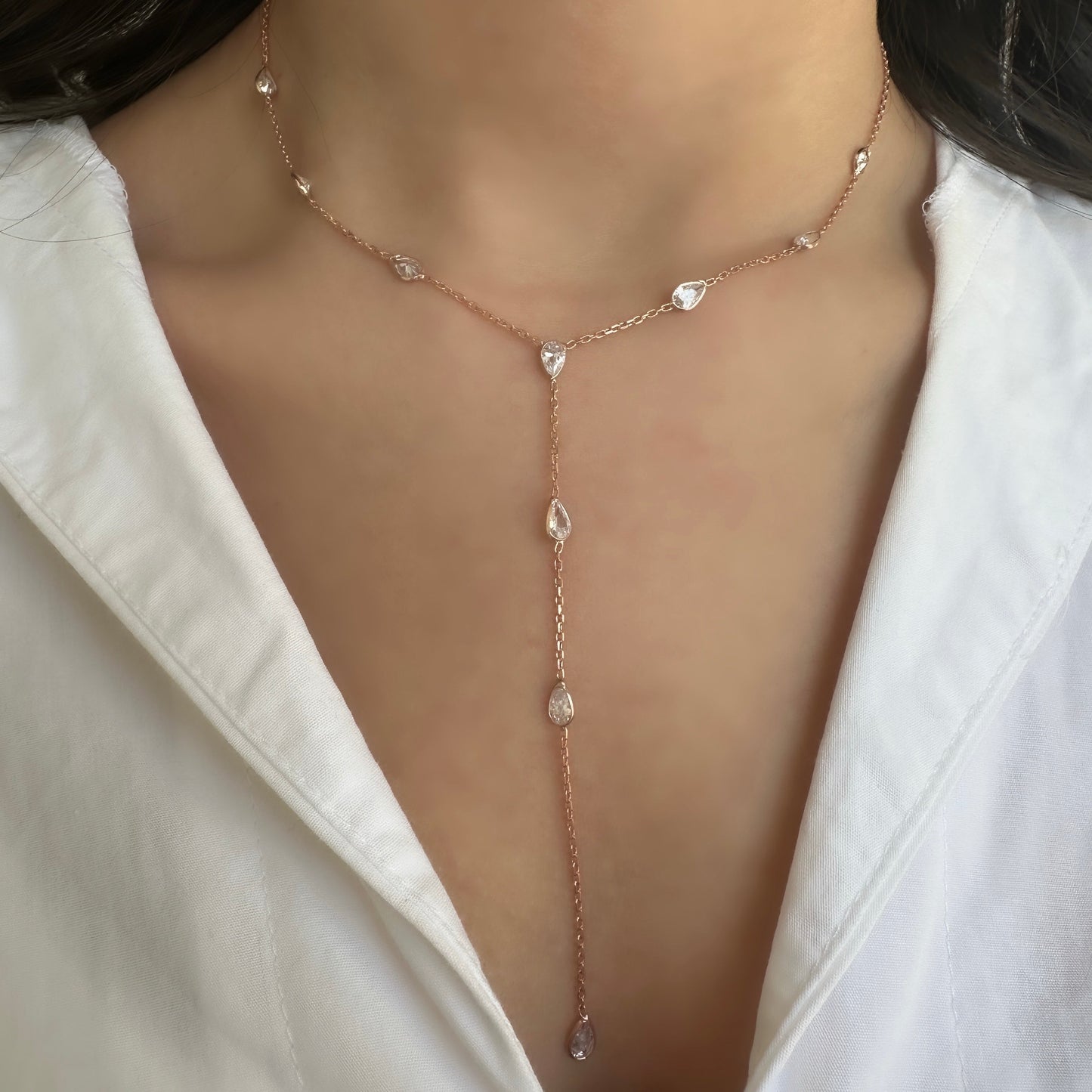 Drop Stone Y Necklace