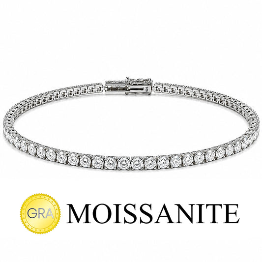 Three mm Moissanite Tennis Bracelet