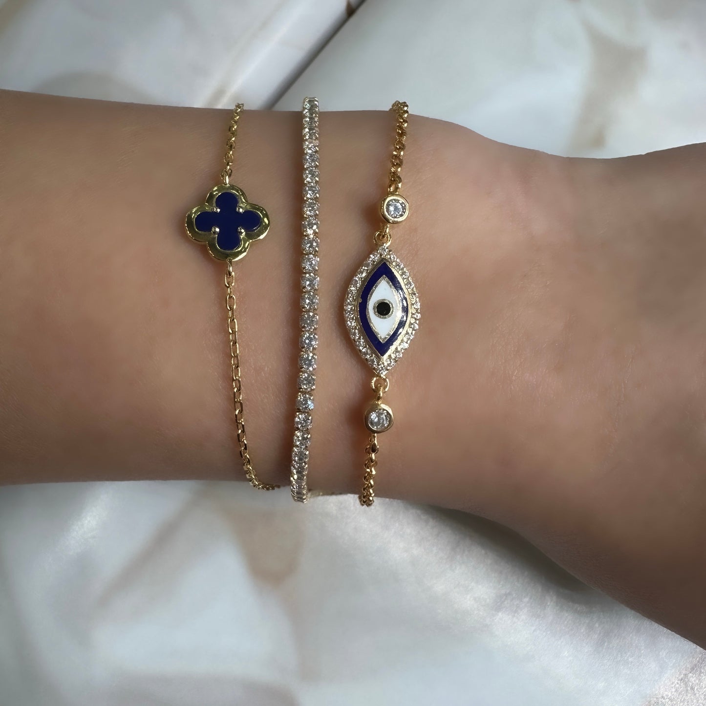 Dark Blue Stone Evil Eye Bracelet