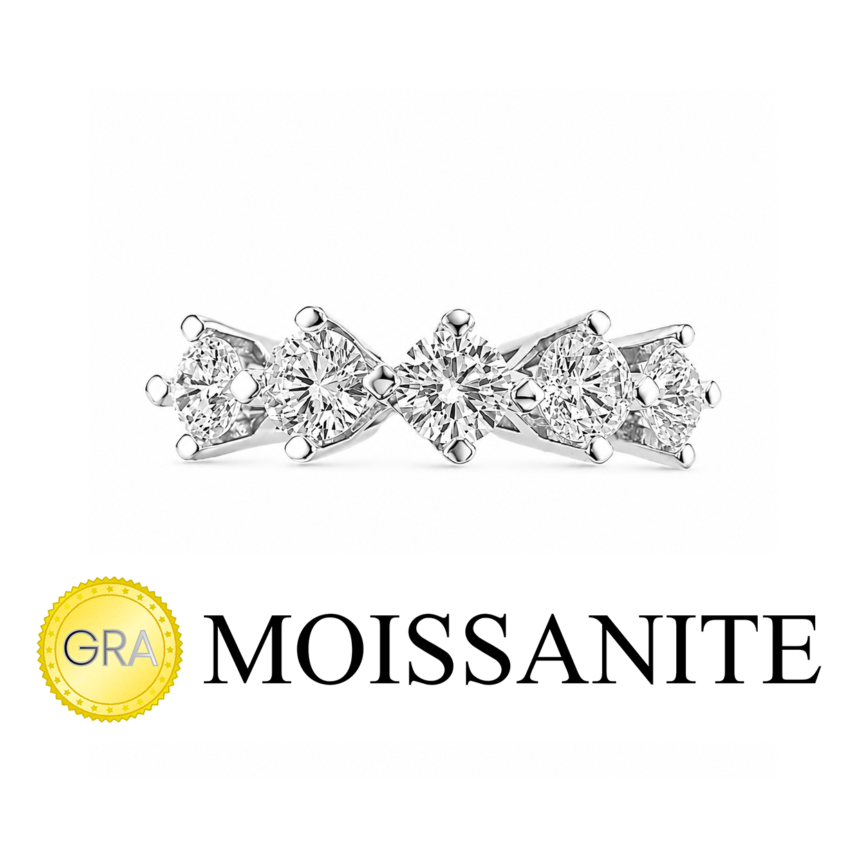 Two Carat Moissanite Five-Stone Ring