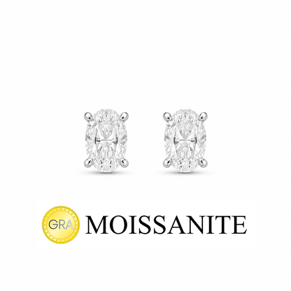 One Carat Moissanite Oval Earring
