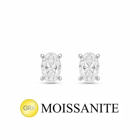 One Carat Moissanite Oval Earring
