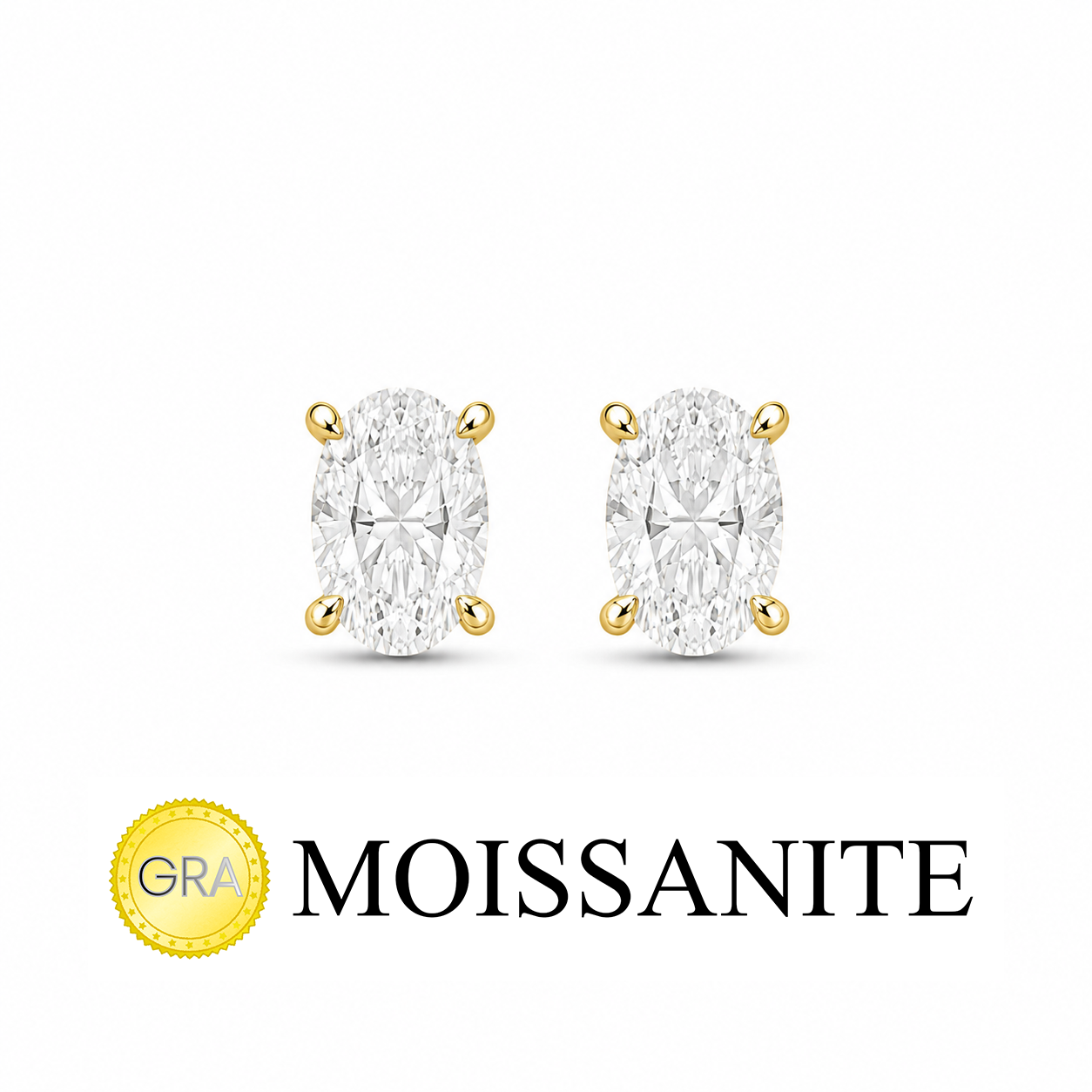 One Carat Moissanite Oval Earring