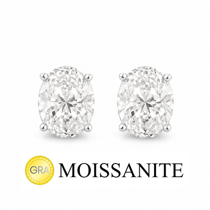 Three Carat Moissanite Oval Earrings