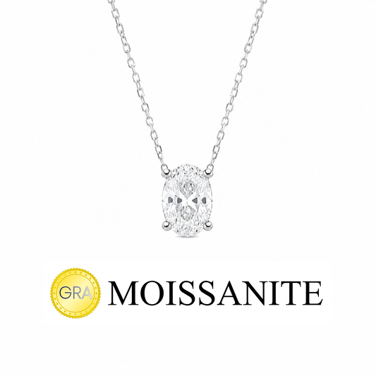 One Carat Moissanite Oval Necklace