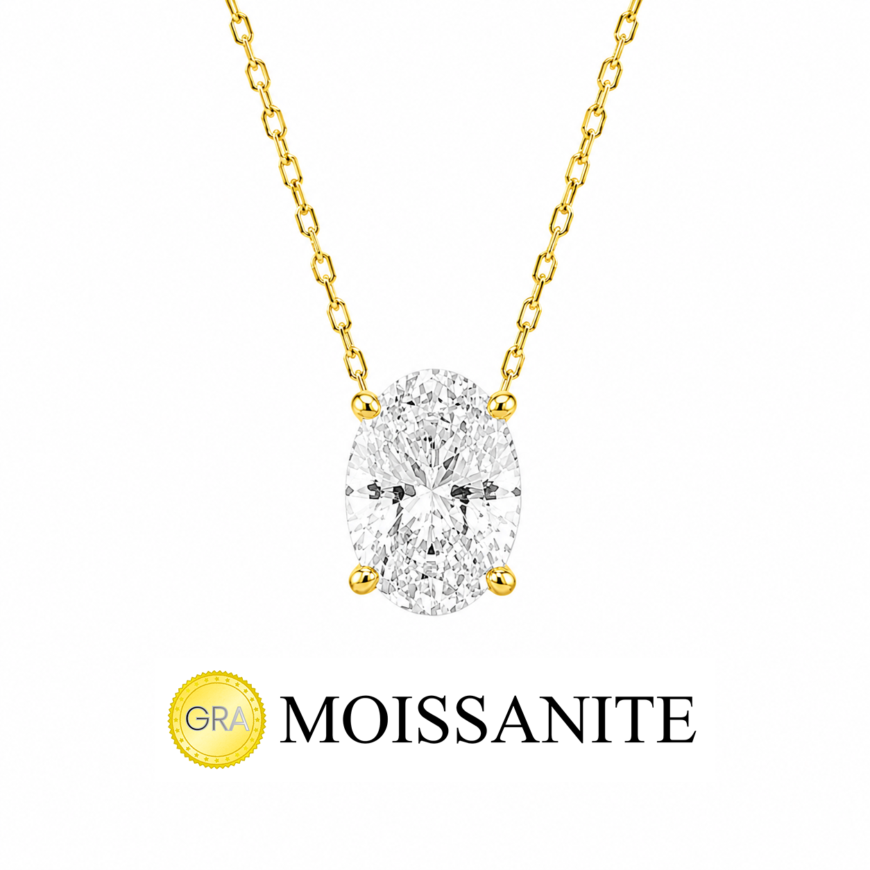 Two Carat Moissanite Oval Necklace