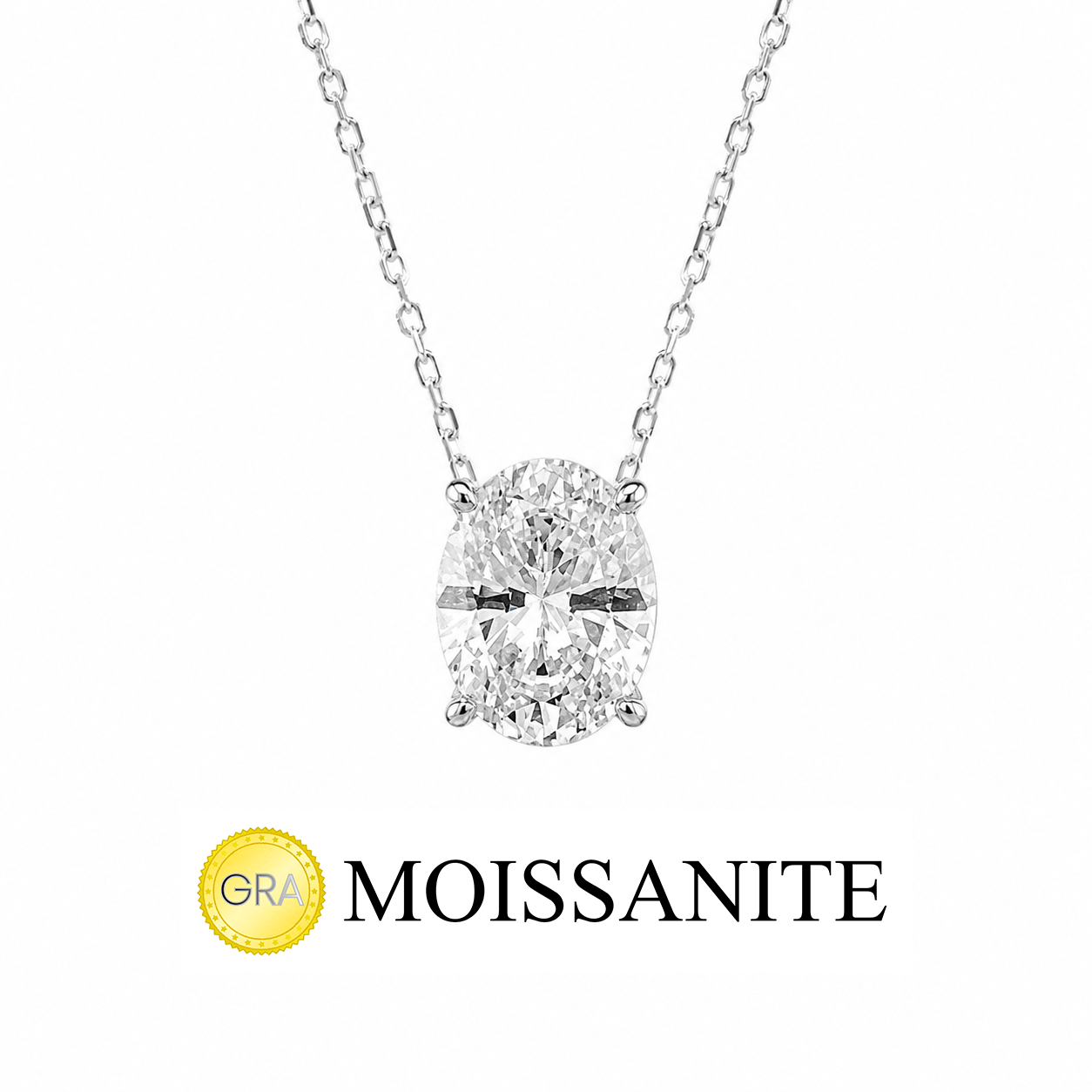 Two Carat Moissanite Oval Necklace