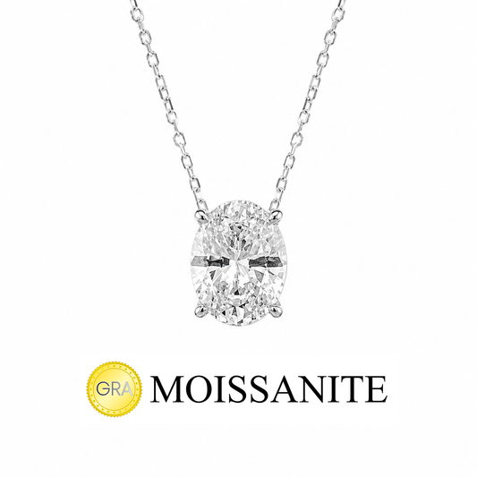 Two Carat Moissanite Oval Necklace
