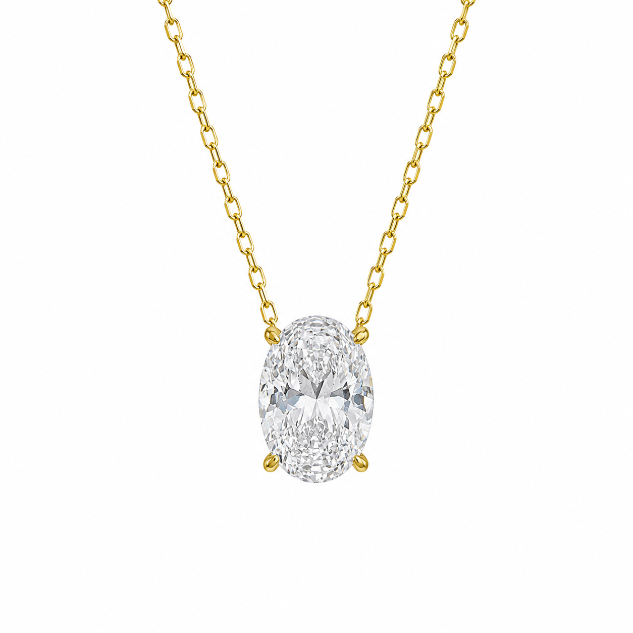 Stone Setting D-Color Oval Necklace