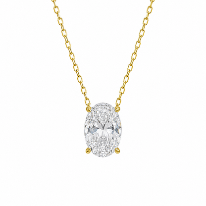 Stone Setting D-Color Oval Necklace