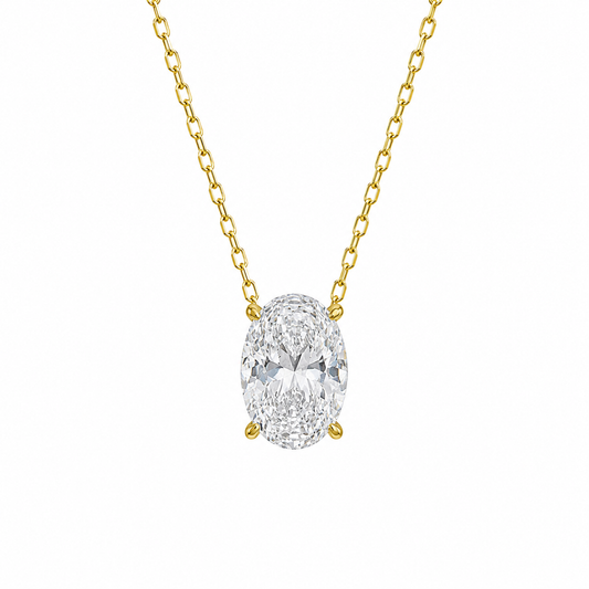 Stone Setting D-Color Oval Necklace