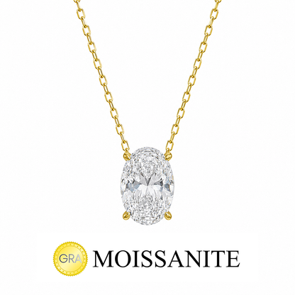 Moissanite Oval Necklace with Stone Setting