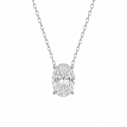 Stone Setting D-Color Oval Necklace