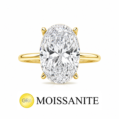 Moissanite Long Oval Solitaire Ring