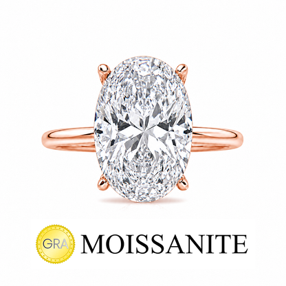 Moissanite Long Oval Solitaire Ring
