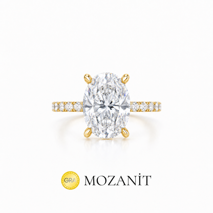 Two Carat Long Oval Moissanite Ring