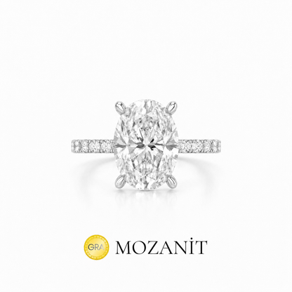 Two Carat Long Oval Moissanite Ring