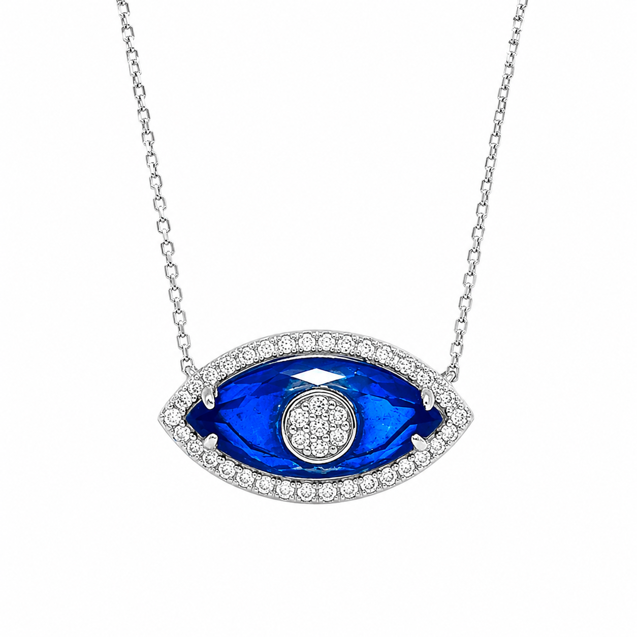 Navy Blue Glass Eye Necklace