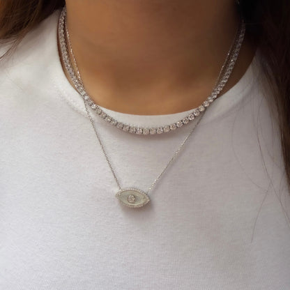 White Glass Eye Necklace