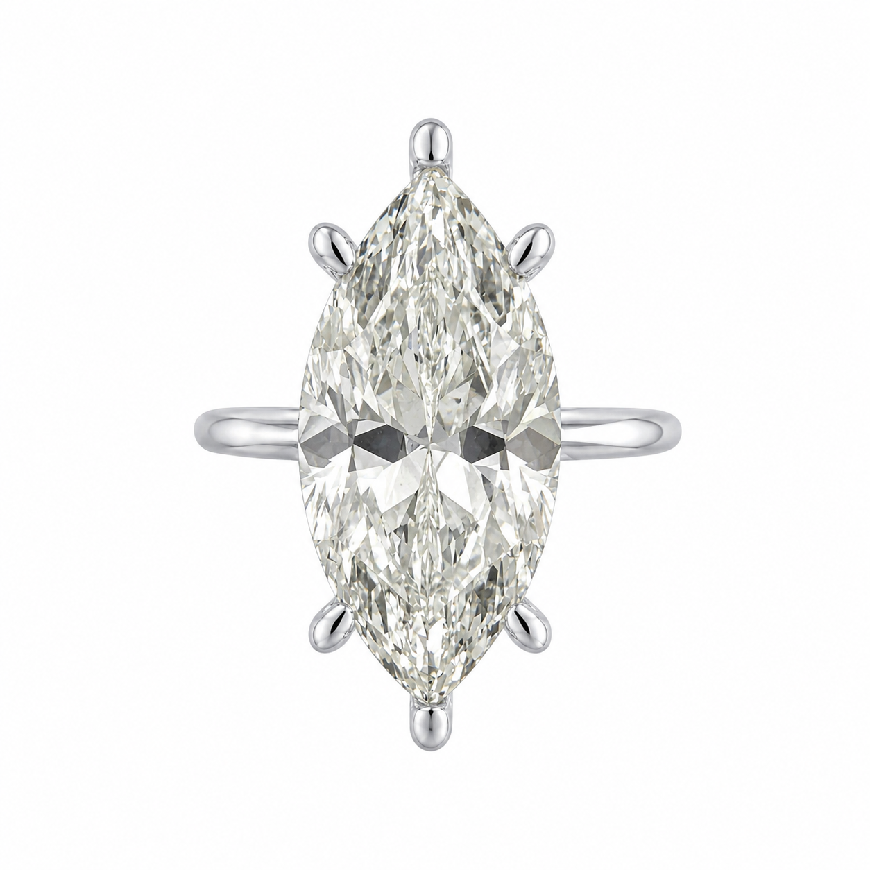 G-Color Stone Setting Long Marquise Solitaire Ring