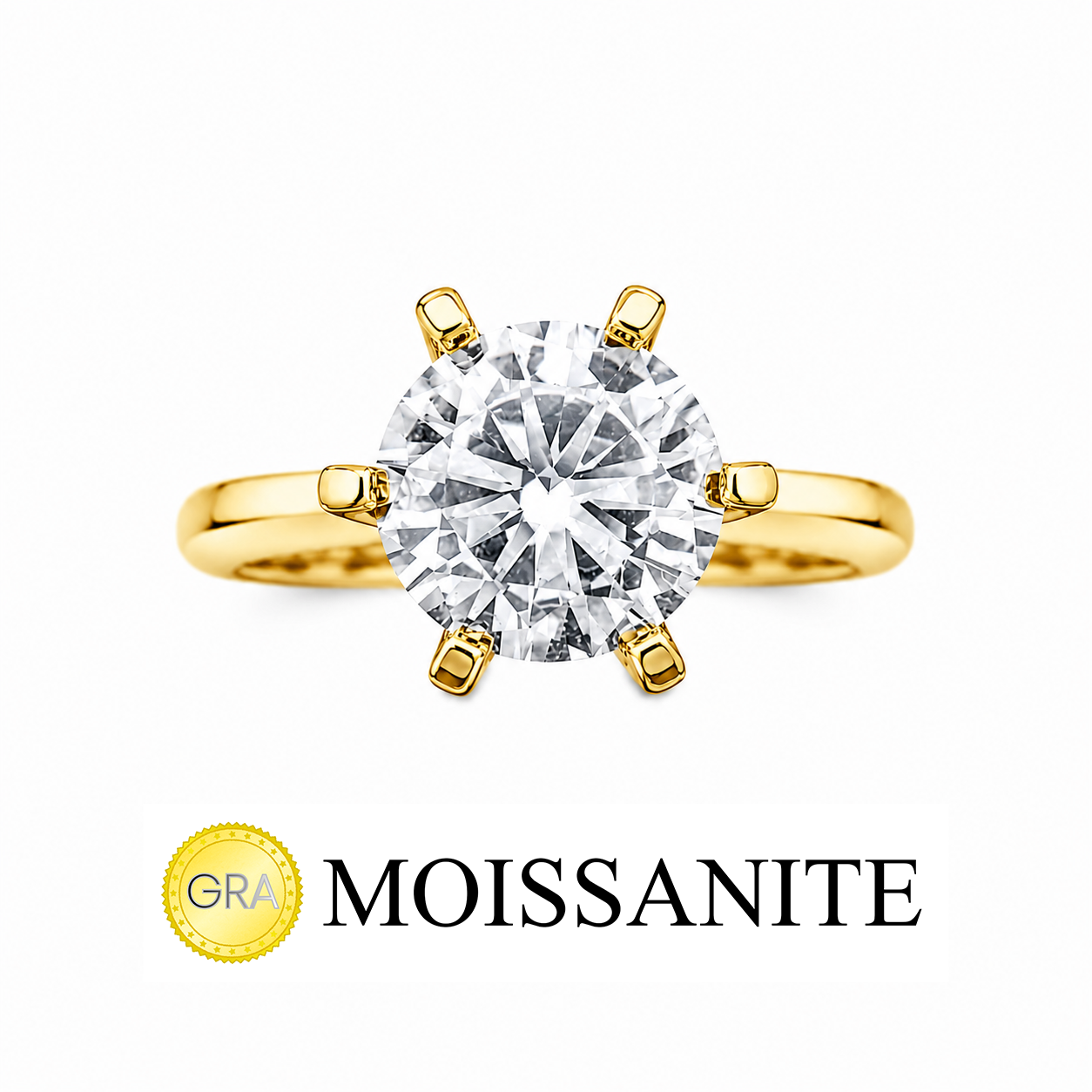 Two Carat Six Prong Moissanite Solitaire Ring