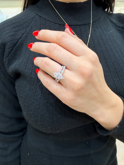Two Carat Designer Moissanite Marquise Ring