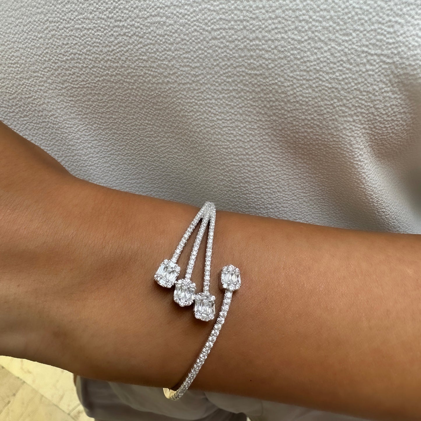 Baguette Stone Design Cuff