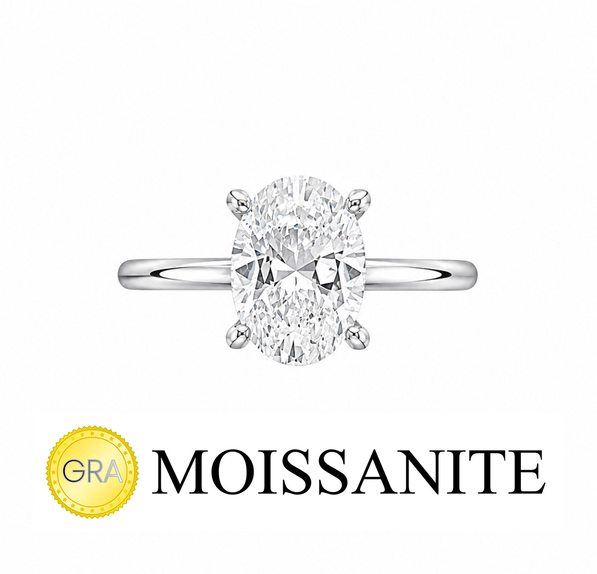 One Carat Moissanite Oval Ring