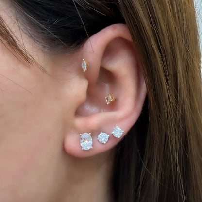 One Carat Moissanite Oval Earring