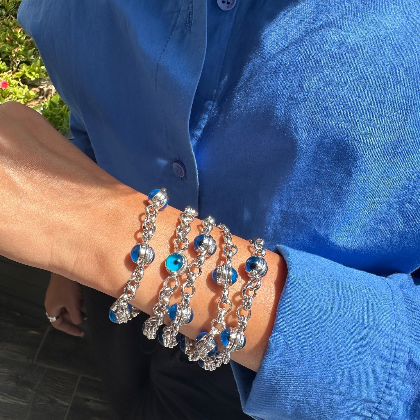 Five Evil Eye Hollow Bracelet