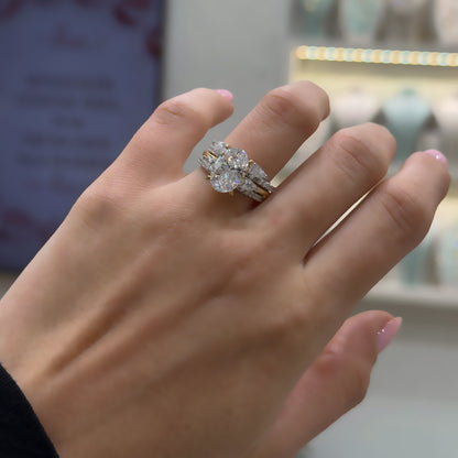 Moissanite Long Oval Solitaire Ring