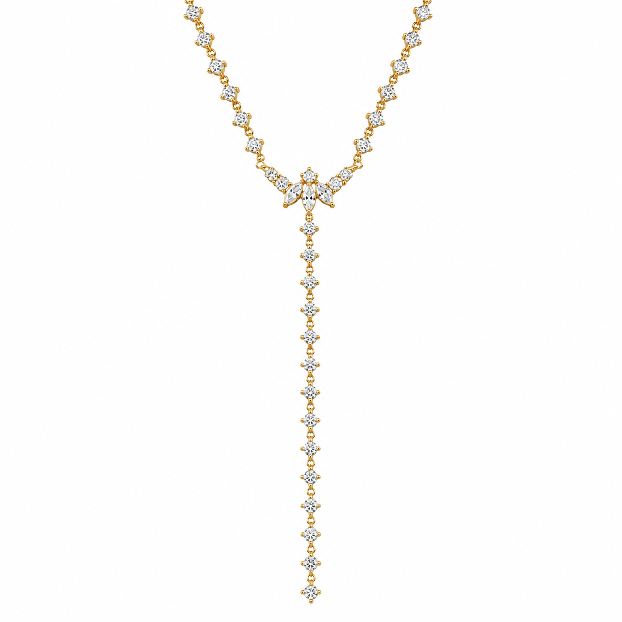 Stone Embellished Marquise Y Necklace